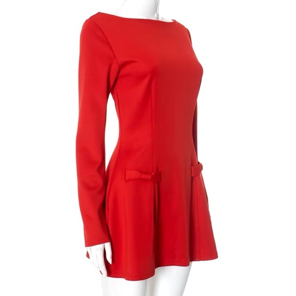 🎉Look stunning in this Perfect Red Or Black Double Bow Mini Dress - Picture 5 of 13